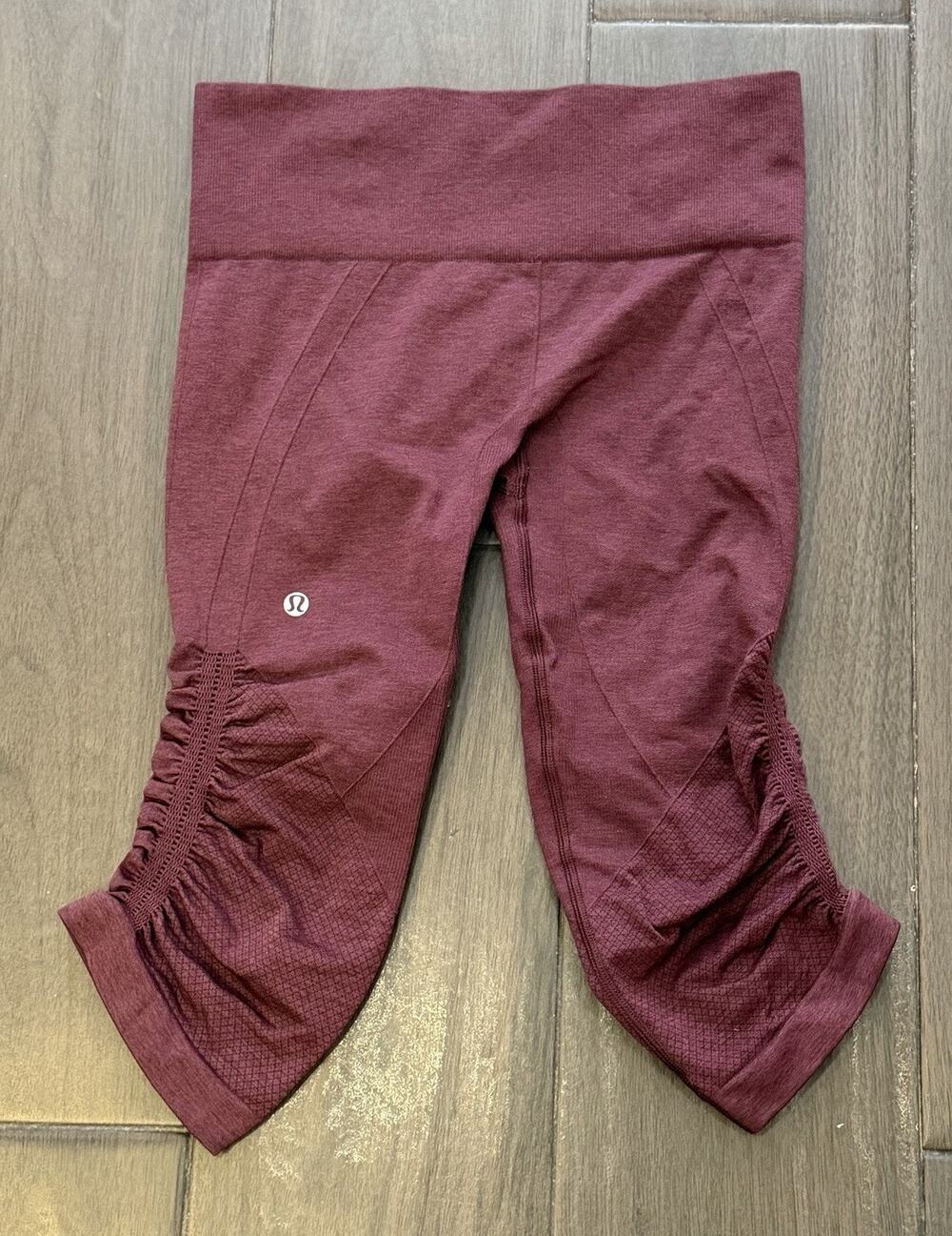 Lululemon In The Flow Crop Ribbed Ruched 15" Seamless Leggings Women's 6